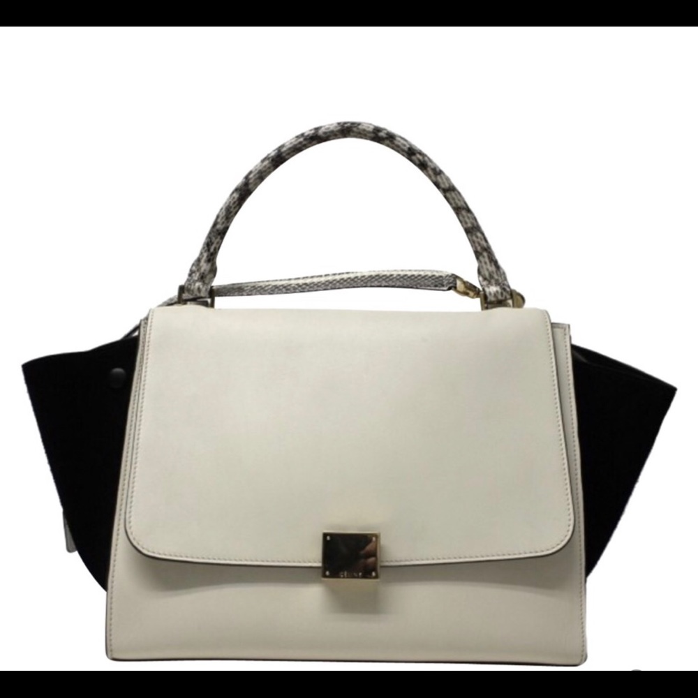 Celine calfskin Medium Trapeze Black White